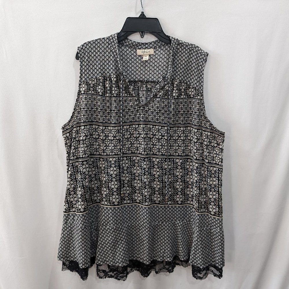 Style & Co 2x Black and White Tank/Sleeveless Top